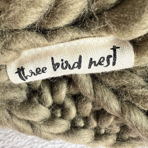 Three Bird Nest Chunky Olive Oversized Soft Cozy Knit Infinity Scarf - Picture 5 of 6